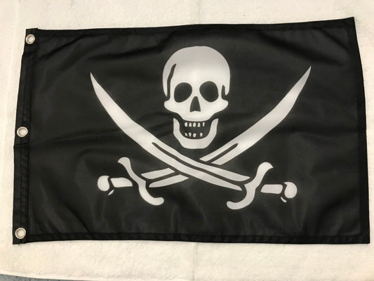 12x18" Jolly Roger Pirate Skull Flag Super Polyester  MOTORCYCLE BOAT Grommet21