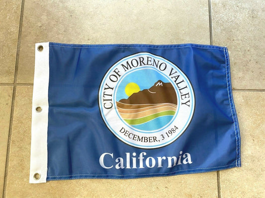 12 x 18 12" x 18" City Moreno Valley, California Flag Banner Grommets38