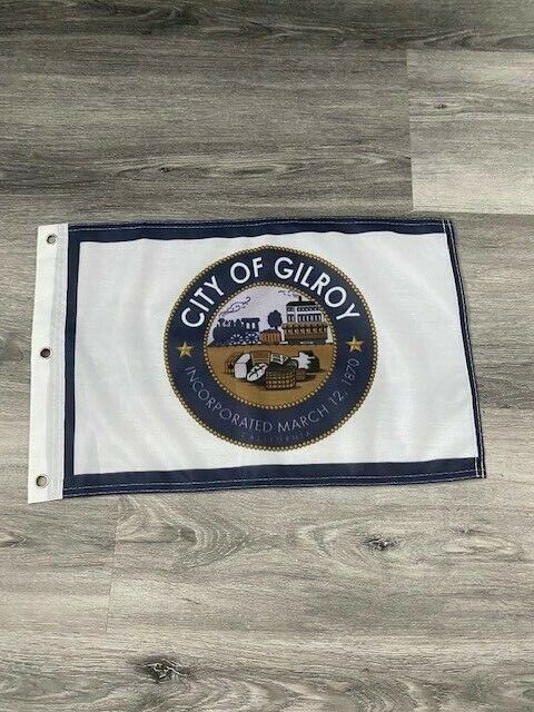 12" x 18"  City of Gilroy,  California Flag  12x18 Banner Brass Grommets32