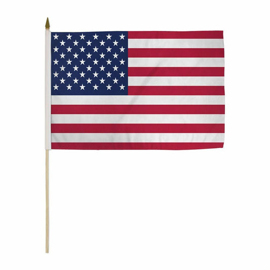 12x18 Inches Pack of 3  USA Stick Flag wood Staff