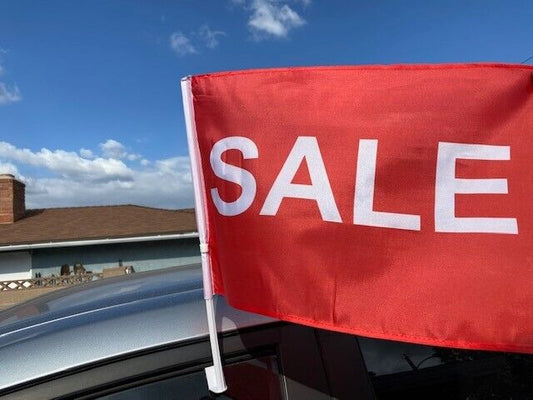 CAR DEALER SUPPLIES  20 Car Window Clip On Flag-SALE r/w