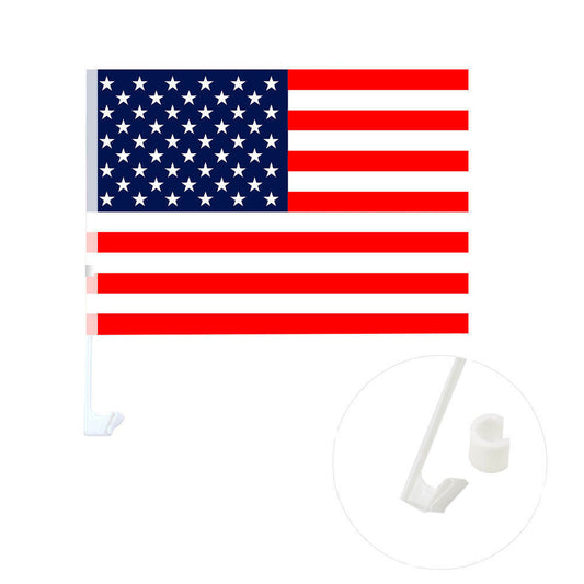 2 Pack Lot NEW USA American Patriotic Car Window Clip On USA Flag 17"x12"-USA