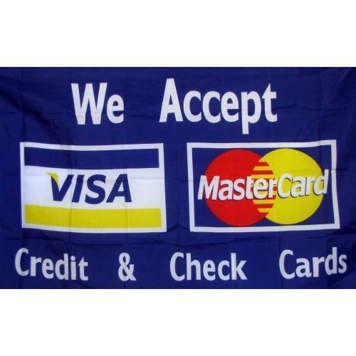 Pack of 2  Flags We Accept Credit Cards Visa Mastercard Banner Sign Store  3'x5'