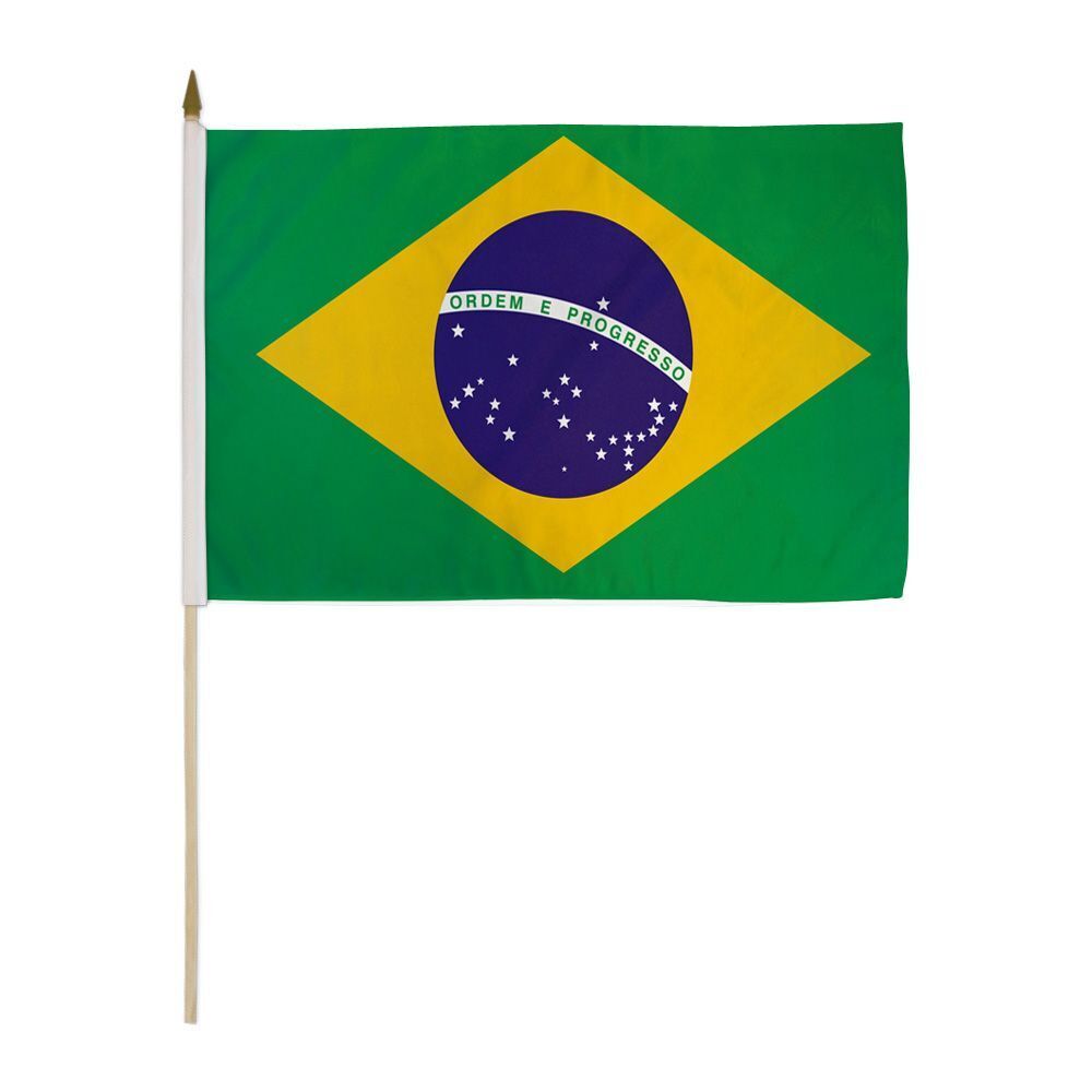 12x18 Inches Brazil  Stick Flag wood Staff