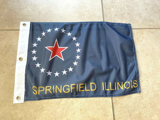 12 x 18 12" x 18" City Springfield, Illinois  Flag Banner Grommets36