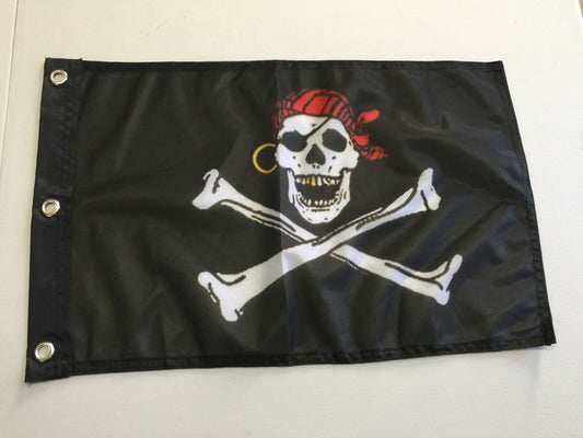 12" x 18" Jolly Roger Pirate Bandana Red Hat Skull Crossbones Flag21-Z16