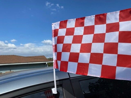 CAR DEALER SUPPLIES 10 pc Pack Car Window Clip On Flags Red & White Checkered