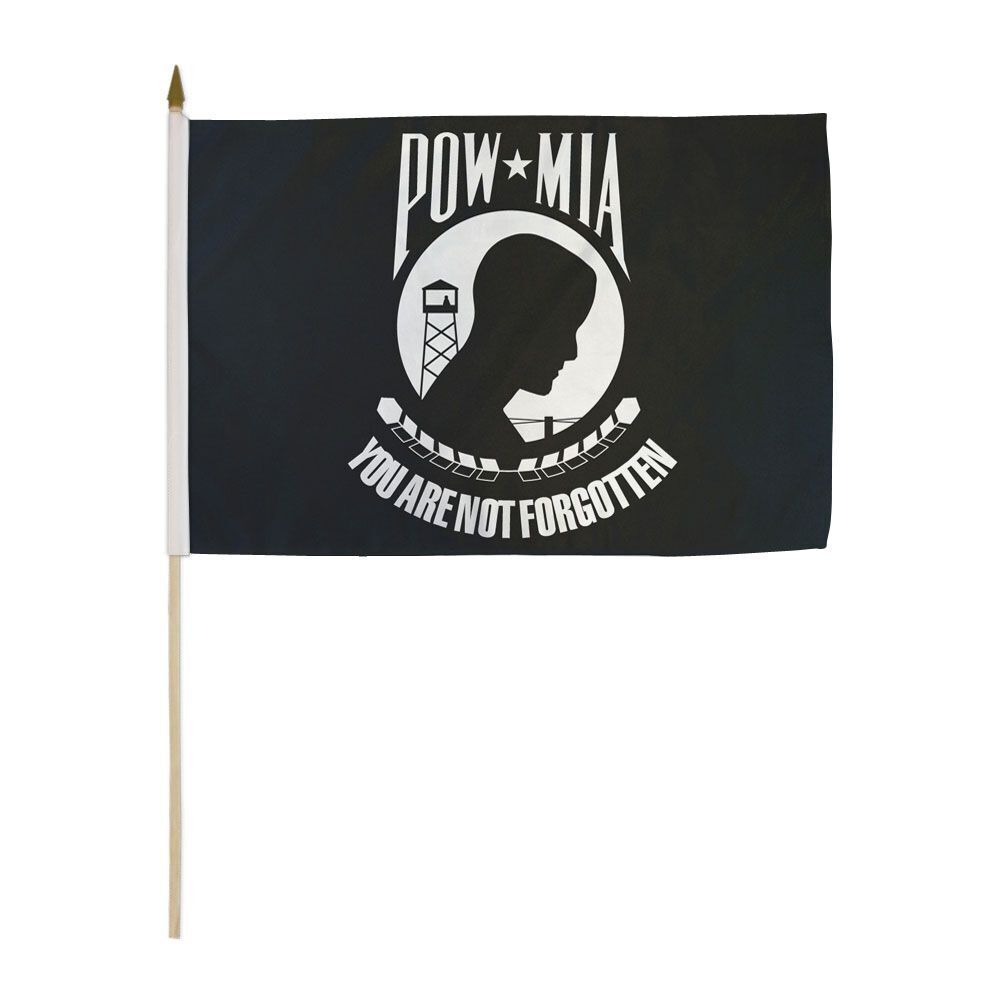 12x18 Inches POW MIA  Stick Flag wood Staff