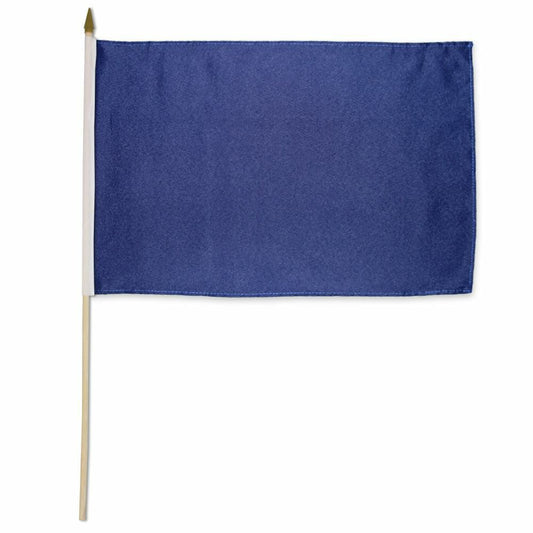 12x18 Inches Pack of 3 Blue Solid Color Stick Flag wood Staff