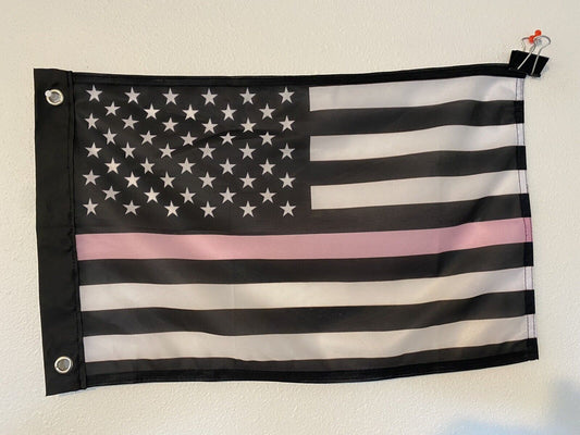 12"x 18" Thin Pink Line American USA Flag Breast Cancer Awareness WomenBanner20