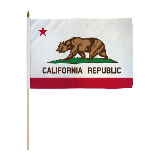 12x18 Inches  California Stick Flag wood Staff