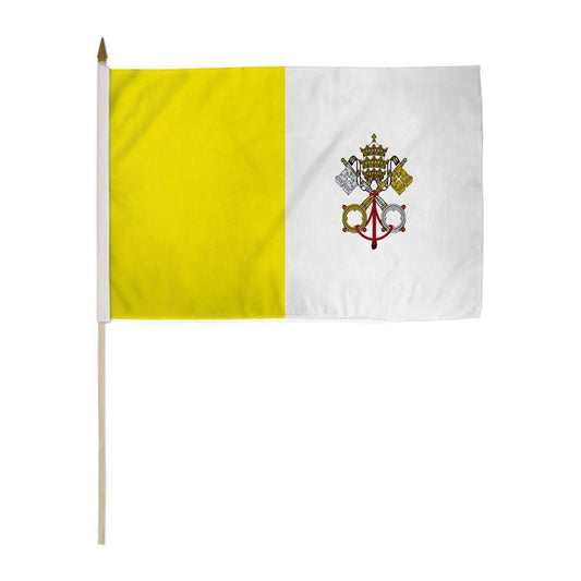 12x18 Inches 12 x 18 Vatican Stick Flag wood Staff