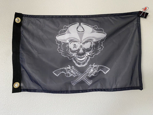 12 x 18 Badass Pirate With Guns Flag 12" x 18" Polyester Flag Banner Z20