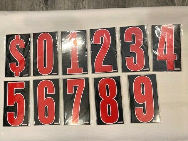 E-Z Windshield Pricing NUMBER Stickers 7 1/2" 11 Dozen Green, Yellow or Red