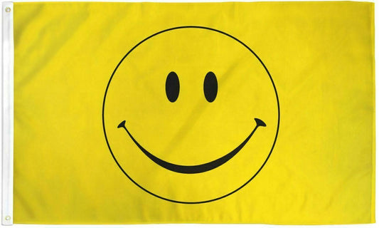 Happy Face 3x5 Flag Polyester Yellow-New