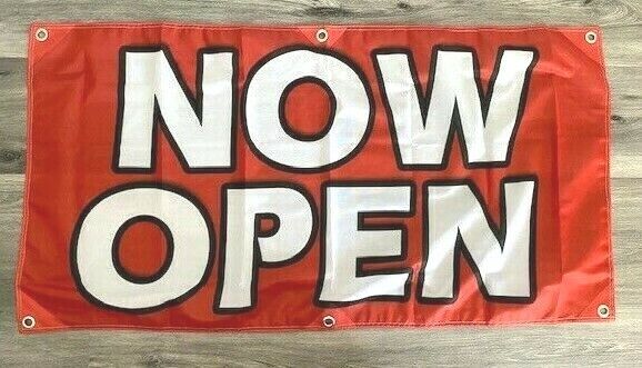 2x4 ft NOW OPEN Banner Sign Store Retail -  Super Polyester Fabric-New Z24