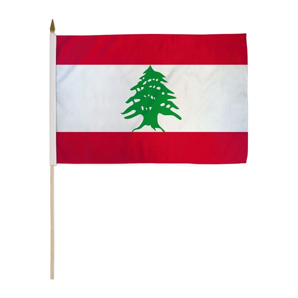 12x18 Inches Lebanon Stick Flag wood Staff