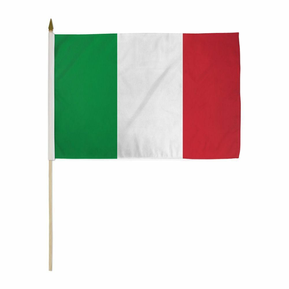 12x18 Inches Pack of 3 Italy Stick Flag wood Staff