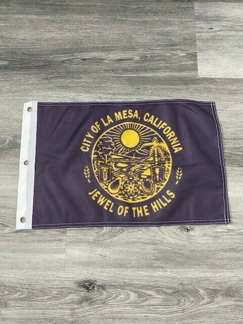 12" x 18"  City of La Mesa, California Flag  12x18 Banner Brass Grommets34