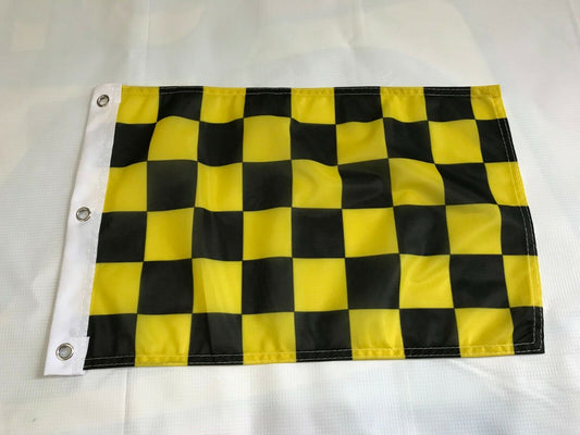 12"x18" Black & Yellow Checker Race Sleeve Flag Boat Car Garden 3 Grommets8