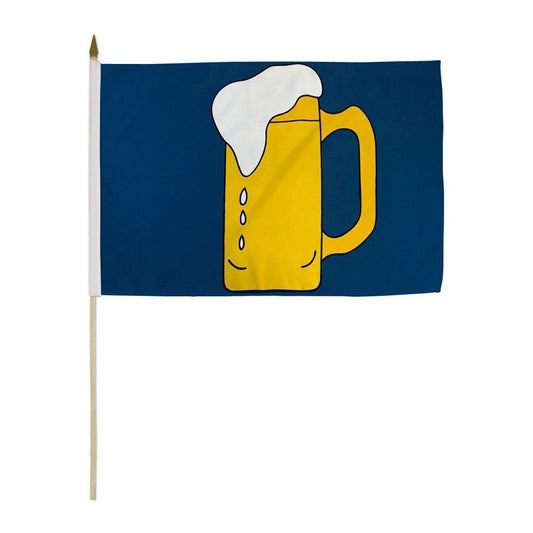 12x18 Inches  Beer Mug Blue Stick Flag wood Staff