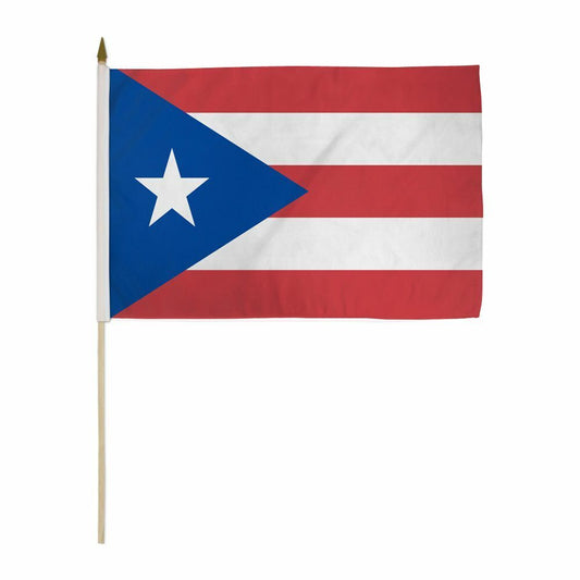 12x18 Inches Pack of 3 Puerto Rico Stick Flag wood Staff