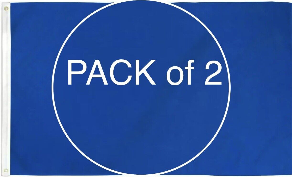 PACK  of 2 flags - 2x3 Blue Solid Plain Blank Color Flag 2'x3' Banner Grommets
