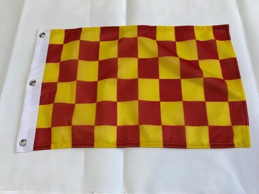 12"x18" Checkered Flag Red & Yellow Outdoor Indoor Banner Pennant Sports 3