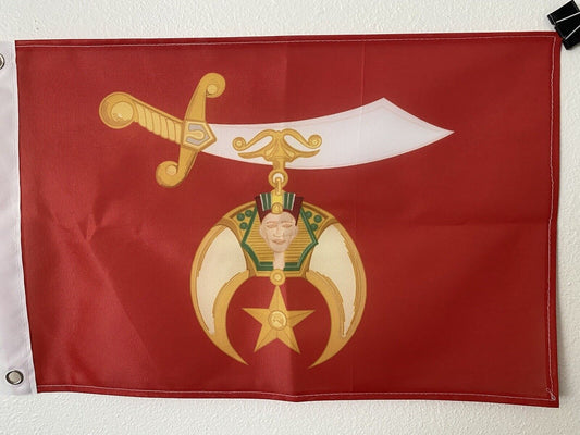 Shriner Flag 12" x 18" Red Al Kaly Shrine Fez Saber Star Circus King Tut SwordA8