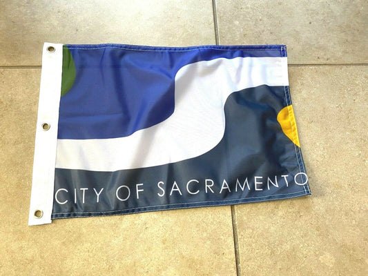 12 x 18 12" x 18" City Sacramento, California  Flag Banner Grommets37