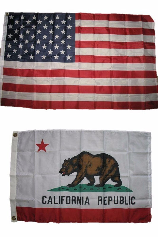 Combo Lot 3x5 USA Flag & State of California Republic 2x3 2 Flags-ON SALE!