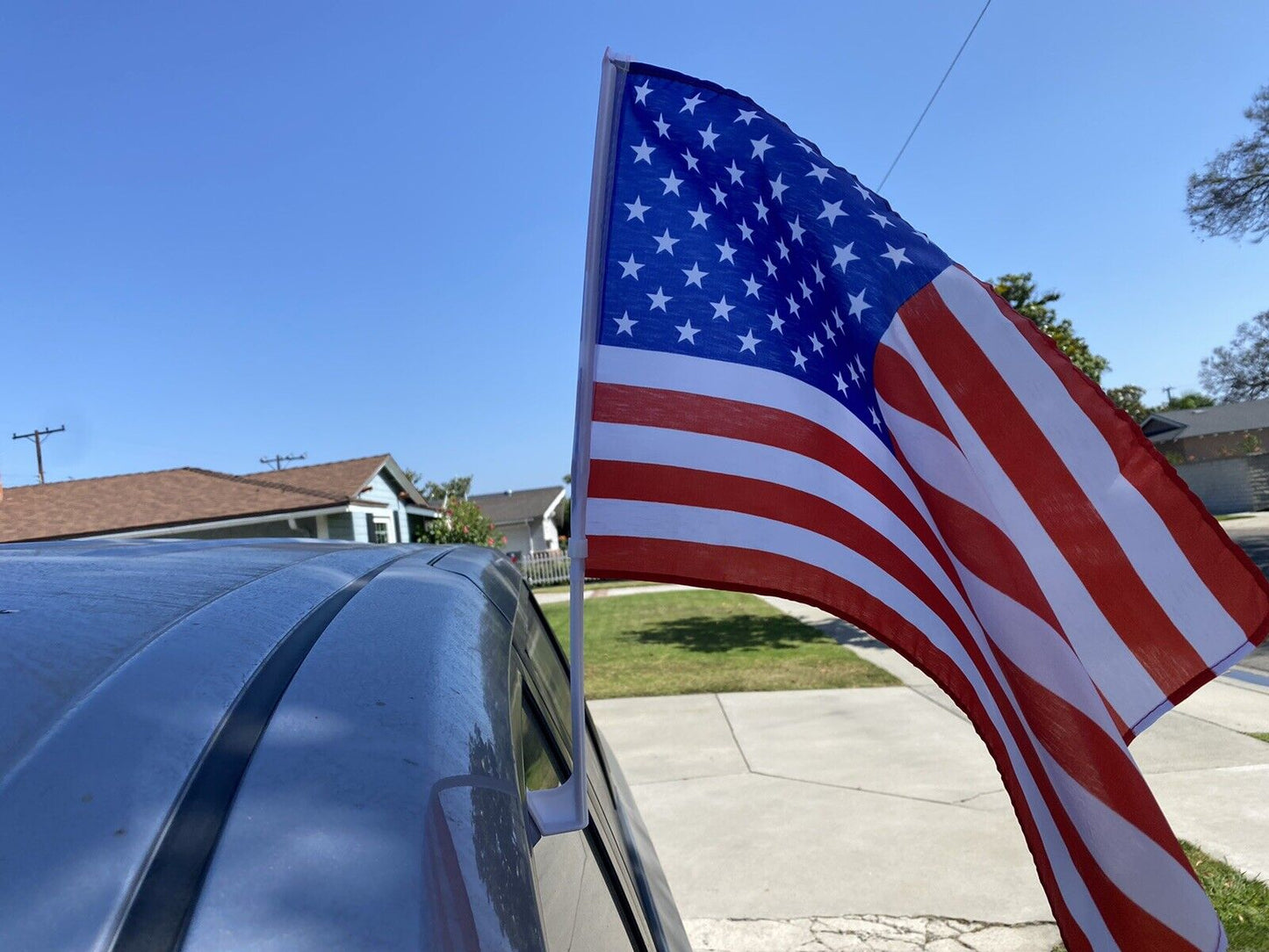 Car Dealer Supplies 24 Pack USA American  Car Window Clip On USA Flag 17"x12"