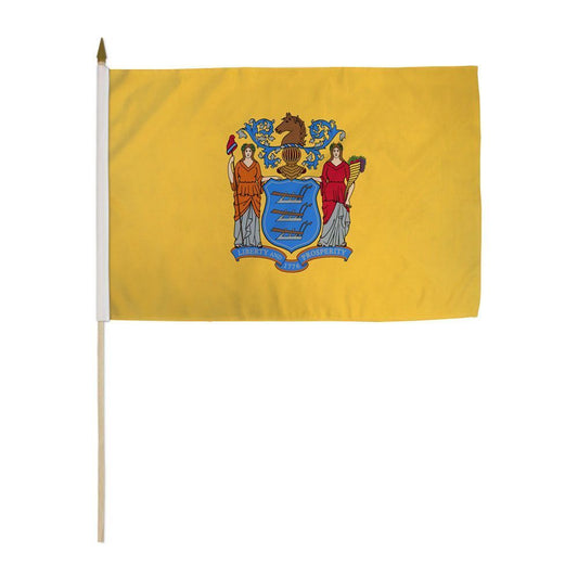 12x18 Inches New Jersey Stick Flag wood Staff