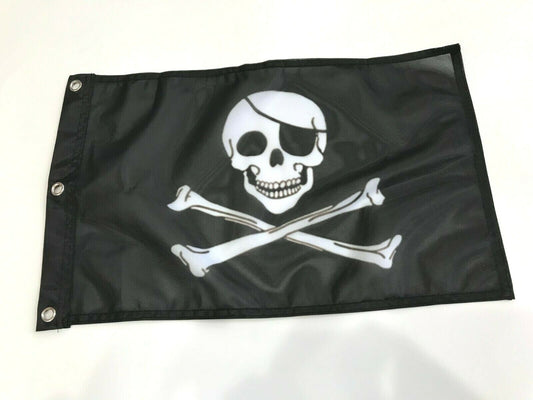 12x18" Jolly Roger Pirate Skull Flag Super Polyester  MOTORCYCLE BOAT Grommet 26