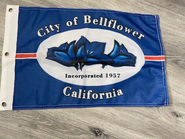 12 x 18 12" x 18" City Bellflower, California Flag Banner Grommets34