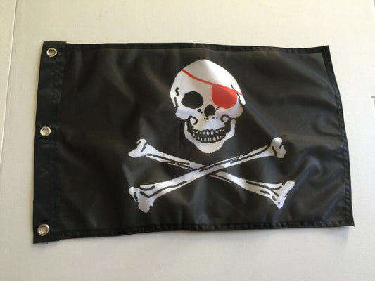 Red Eye Patch Jolly Roger 12" x 18" Pirate Flag - Boating - Boat Flag 27