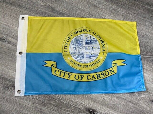 12 x 18 12" x 18" City Carson, California Flag Banner Grommets41