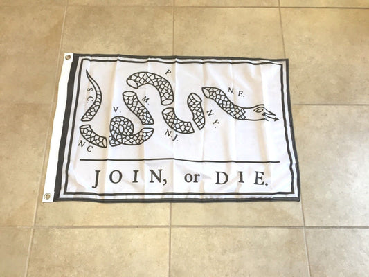 2x3 Join or Die Benjamin Franklin Snake Flag 2'x3' Banner Brass Grommets Z17