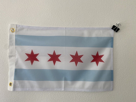 12x18 Chicago Flag 12"x18" Super Polyester Car Boat Banner Grommets-On Sale!B2