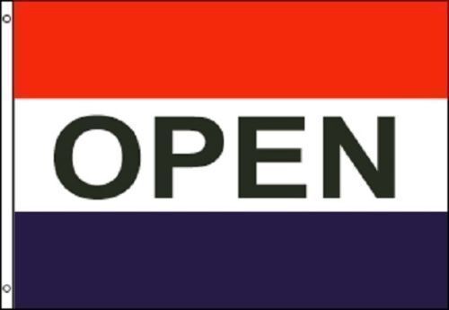 OPEN Flag Red White Blue Store Banner Advertising Business Sign 3x5