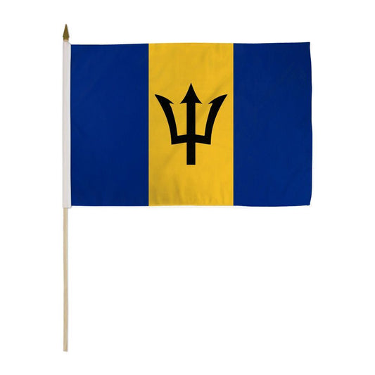 12x18 Inches  Barbados Stick Flag wood Staff