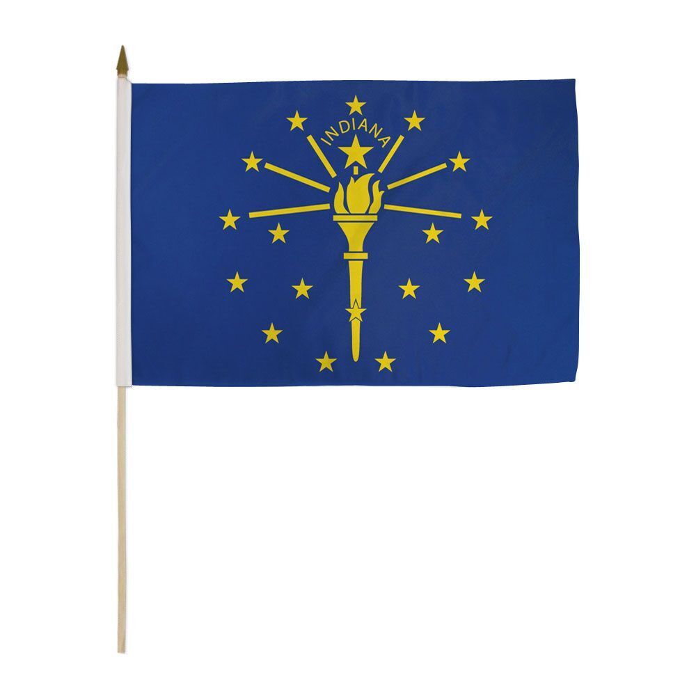 12x18 Inches Indiana Stick Flag wood Staff