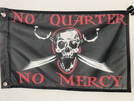 No Quarter No Mercy Pirate Flag Skull and Swords 12" x 18" Foot Ship Banner 26