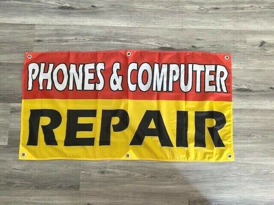 2x4 ft PHONES AND COMPUTER REPAIR Banner  Sign -Super Polyester Fabric-New Z23