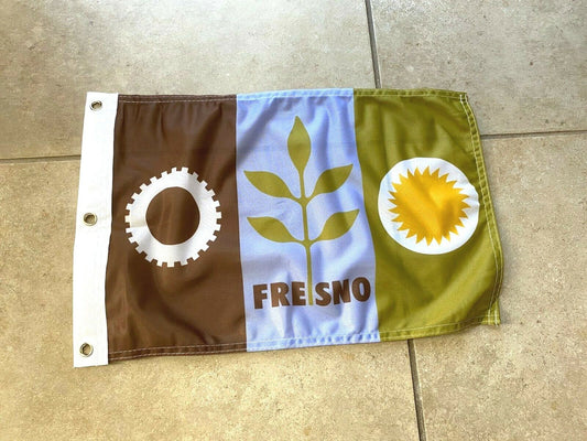 12 x 18 12" x 18" City Fresno, California  Flag Banner Grommets31