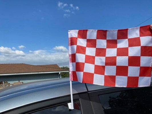 CAR DEALER SUPPLIES  60 Car Window Clip On Flag-Red & White Checkered