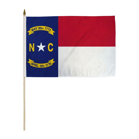 12x18 Inches North Carolina Stick Flag wood Staff