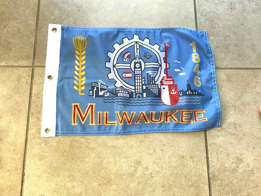 12 x 18 12" x 18" City Milwaukee, Wisconsin Flag Banner Grommets37