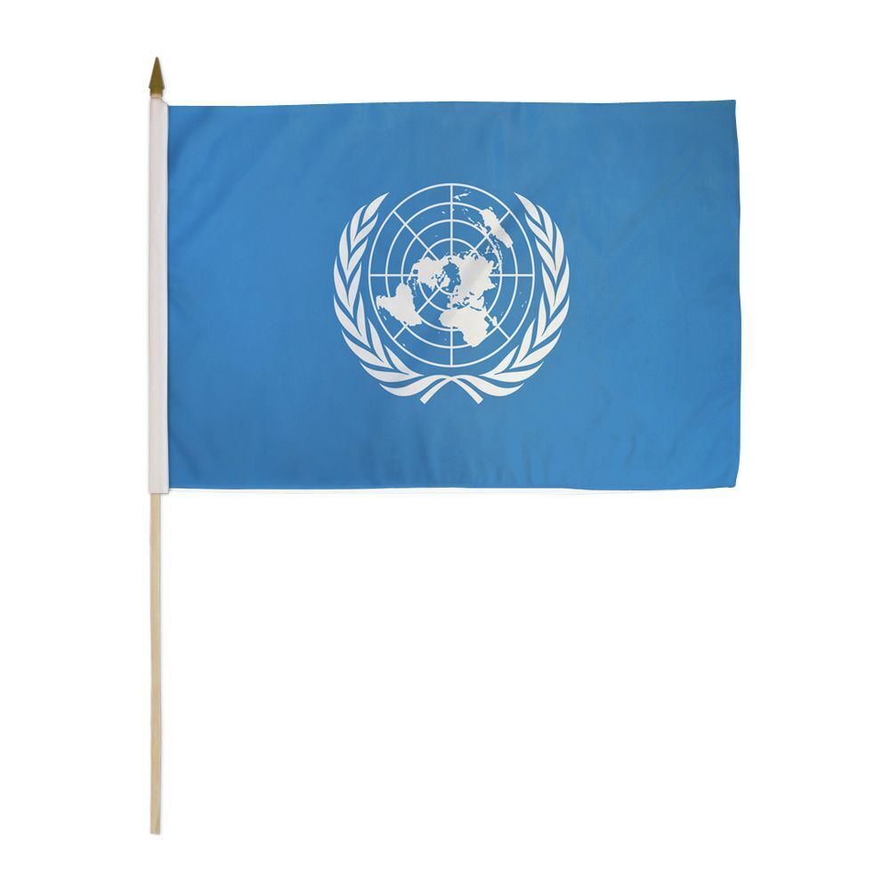 12x18 Inches United Nations Stick Flag wood Staff