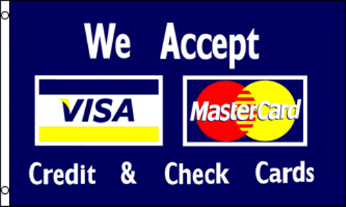 Pack of 10 - 3x5 Advertising We Accept Visa MasterCard Flag Store Business Store